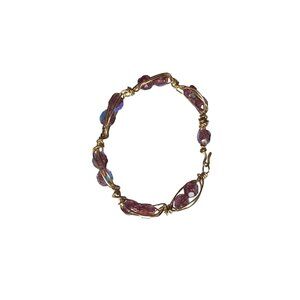 Vintage Jewelry Rare Aurora Borealis Bracelet Wire Crystals Unique